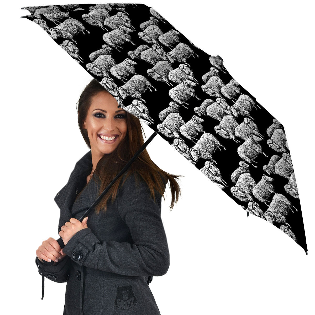 Sheep Doodle Print Pattern Umbrella-grizzshop
