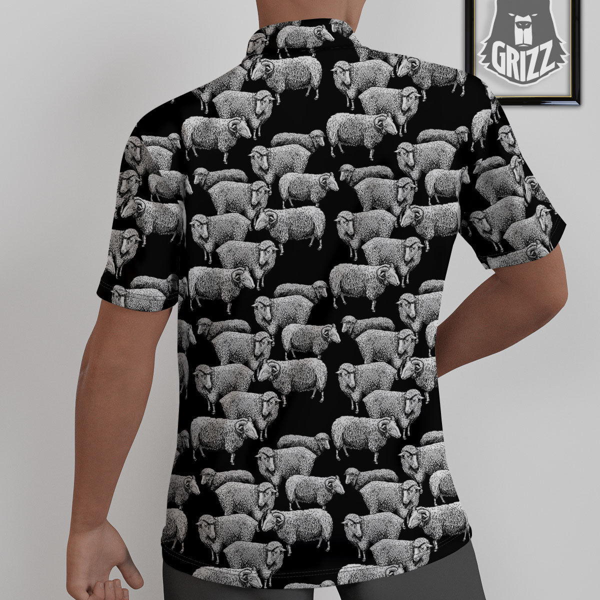 Sheep Doodle Print Pattern Untucked Shirts-grizzshop