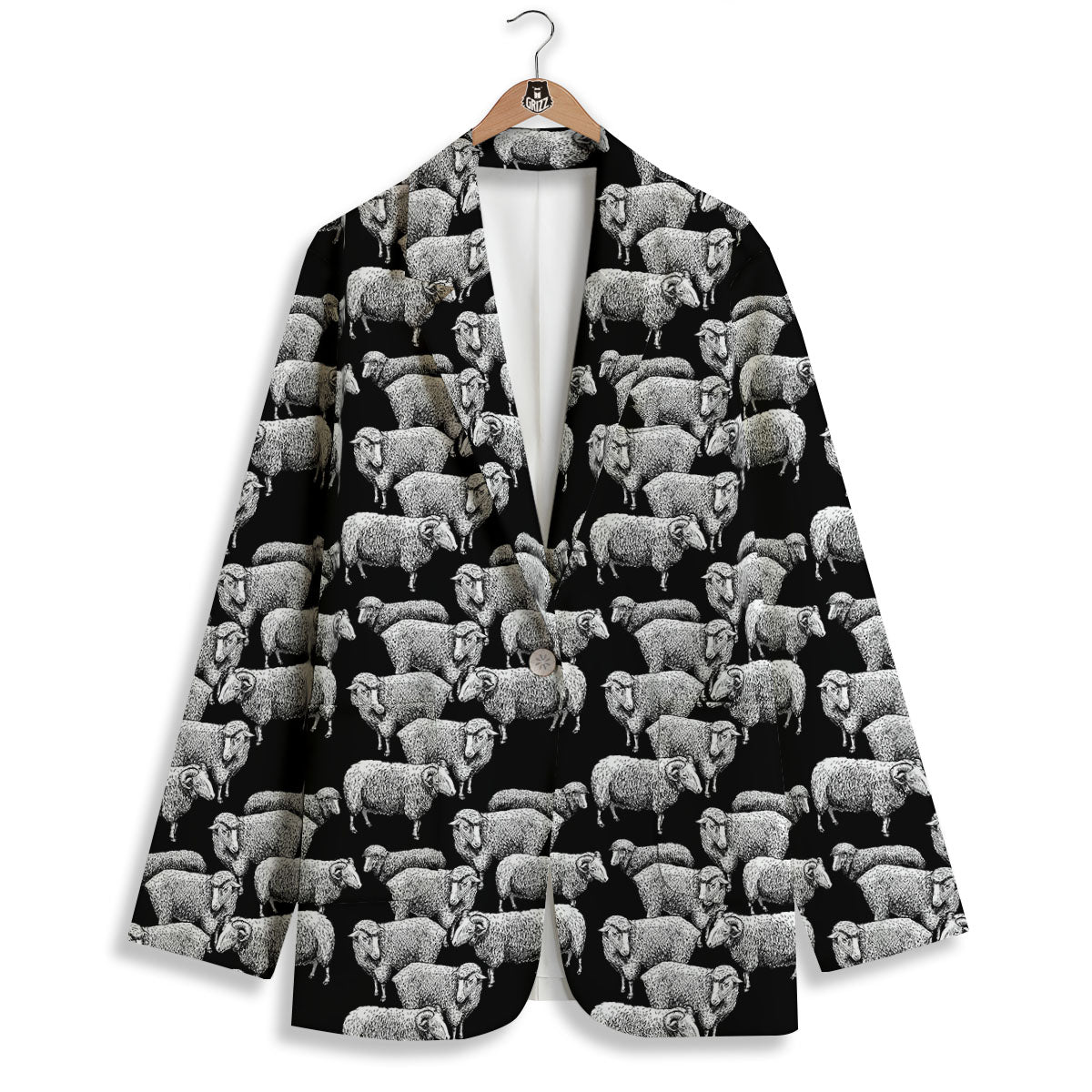 Sheep Doodle Print Pattern Women's Blazer-grizzshop