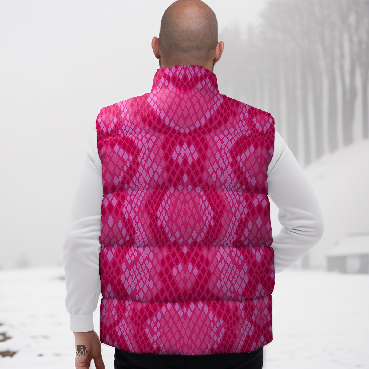 Sheep Goat Pattern Print Down Vest