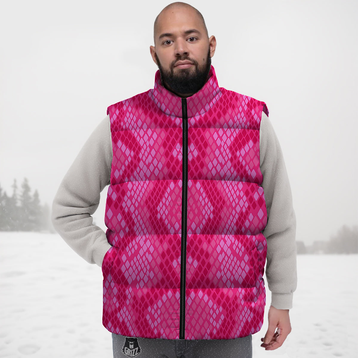 Sheep Goat Pattern Print Down Vest