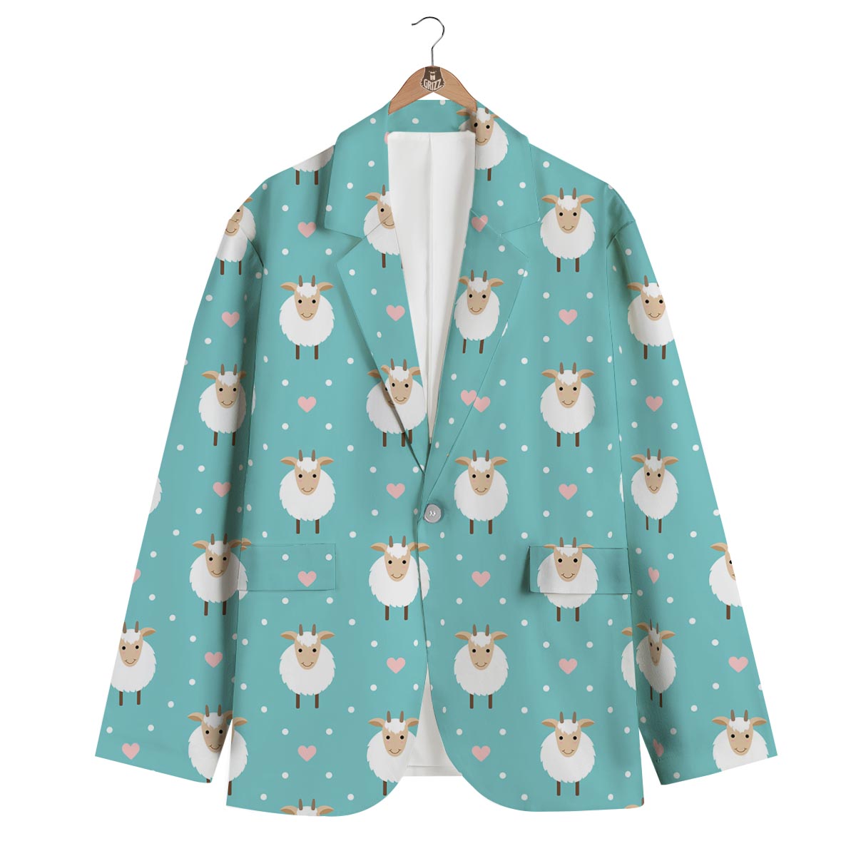Sheep Goat Pattern Print Men's Blazer-grizzshop