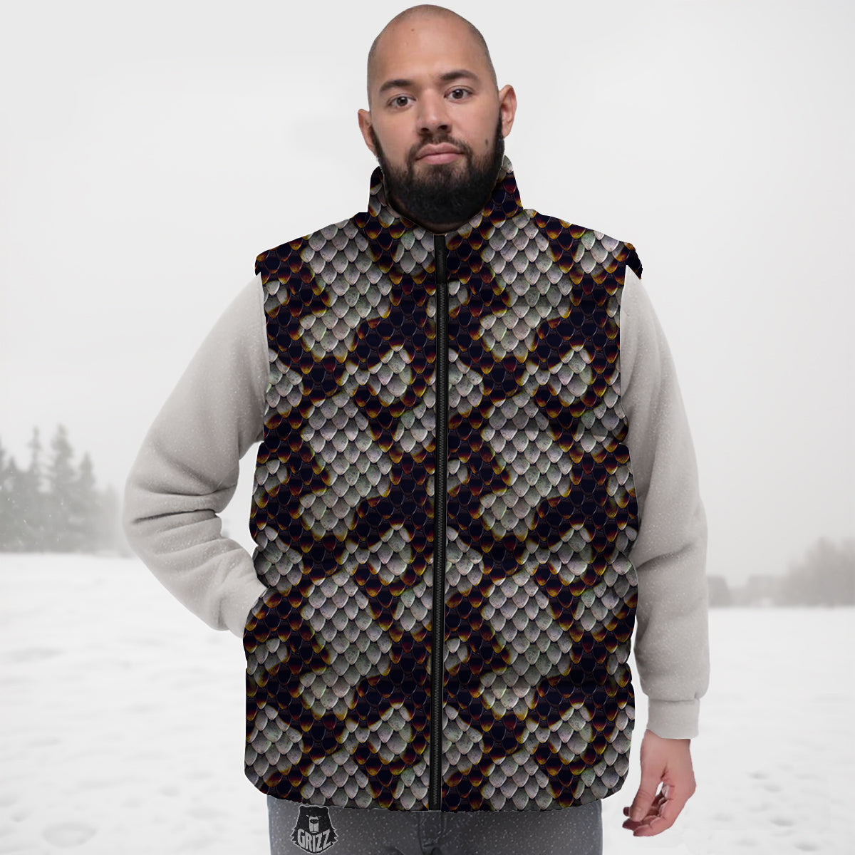 Sheep Goat Print Pattern Down Vest