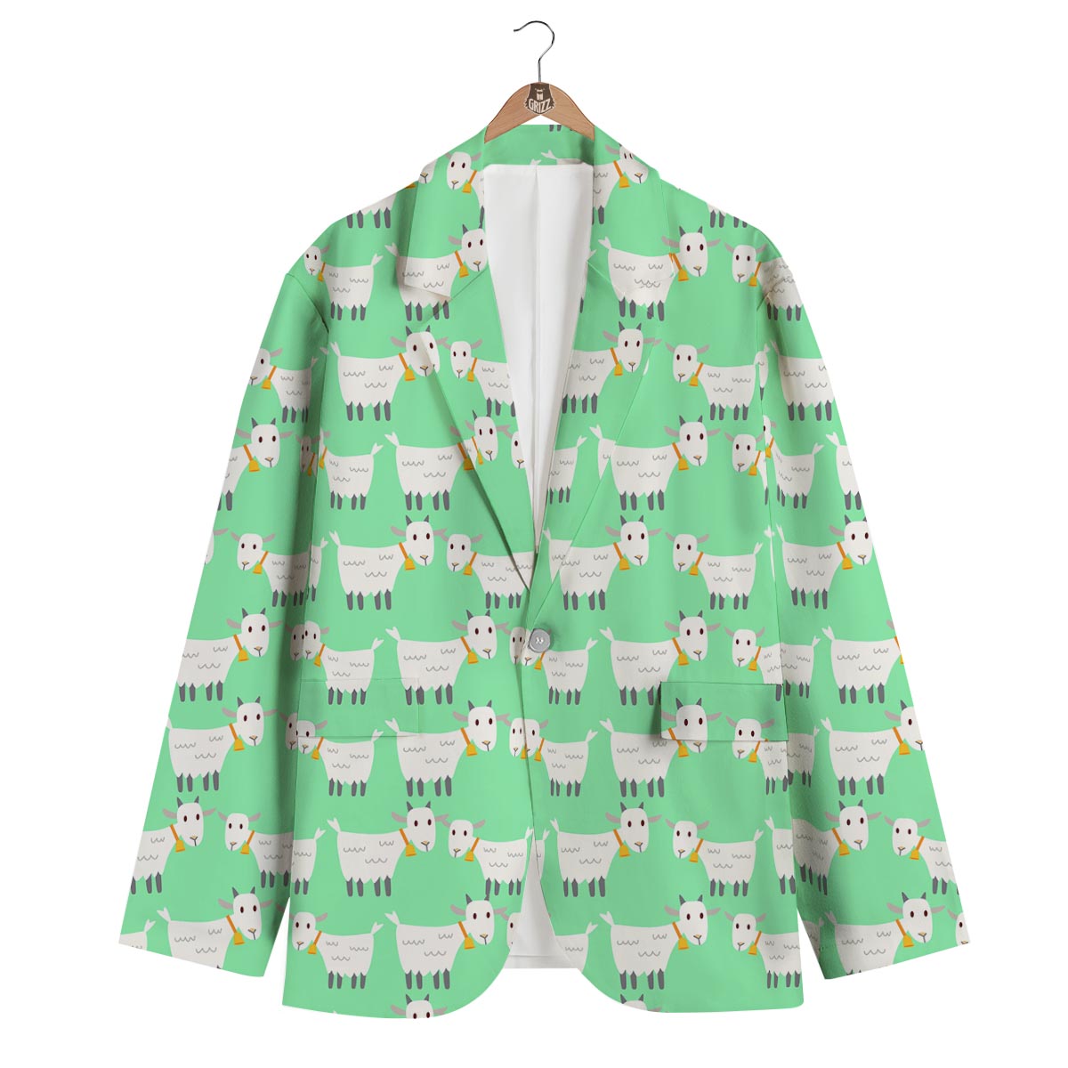 Sheep Goat Print Pattern Men's Blazer-grizzshop