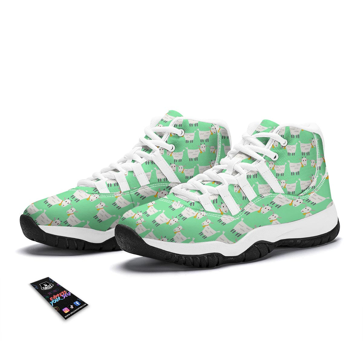 Sheep Goat Print Pattern White Bball Shoes-grizzshop