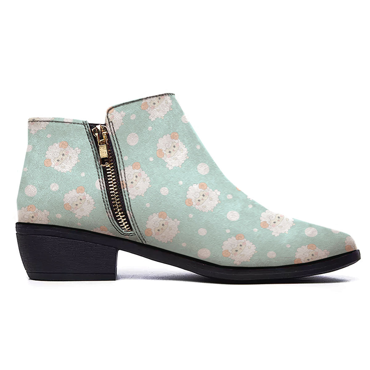 Sheep Kawaii Print Pattern Ankle Boots-grizzshop