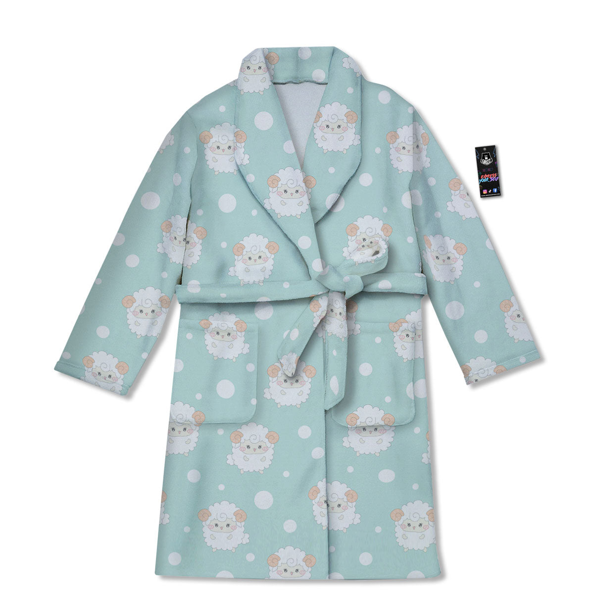Sheep Kawaii Print Pattern Bathrobe-grizzshop