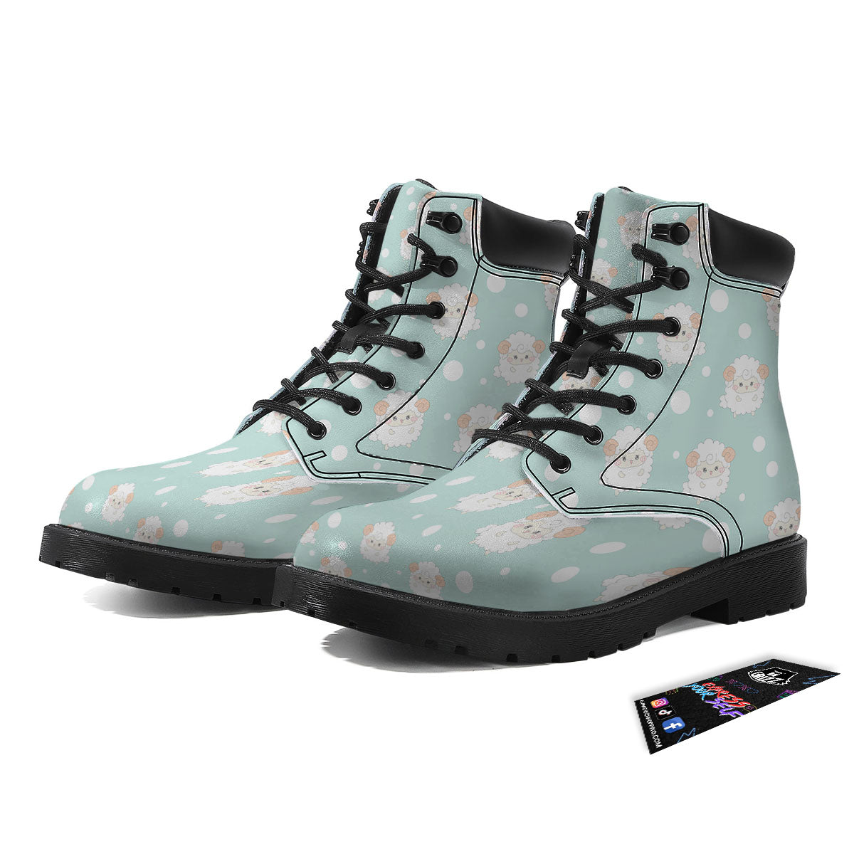Sheep Kawaii Print Pattern Boots-grizzshop