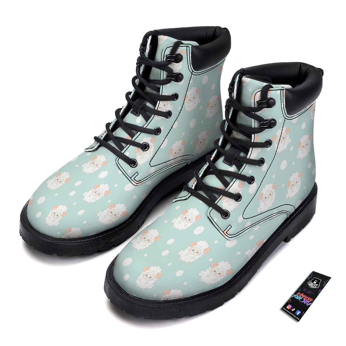 Sheep Kawaii Print Pattern Boots-grizzshop