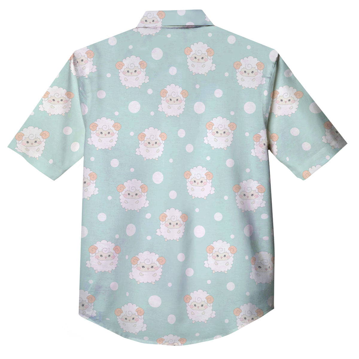 Sheep Kawaii Print Pattern Button Up Shirt-grizzshop