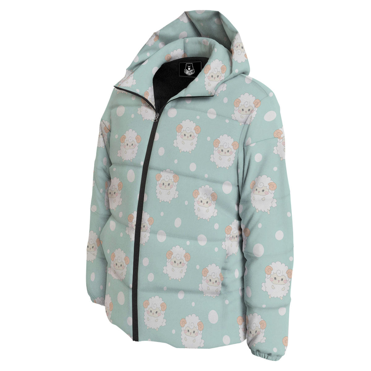 Sheep Kawaii Print Pattern Down Jacket-grizzshop