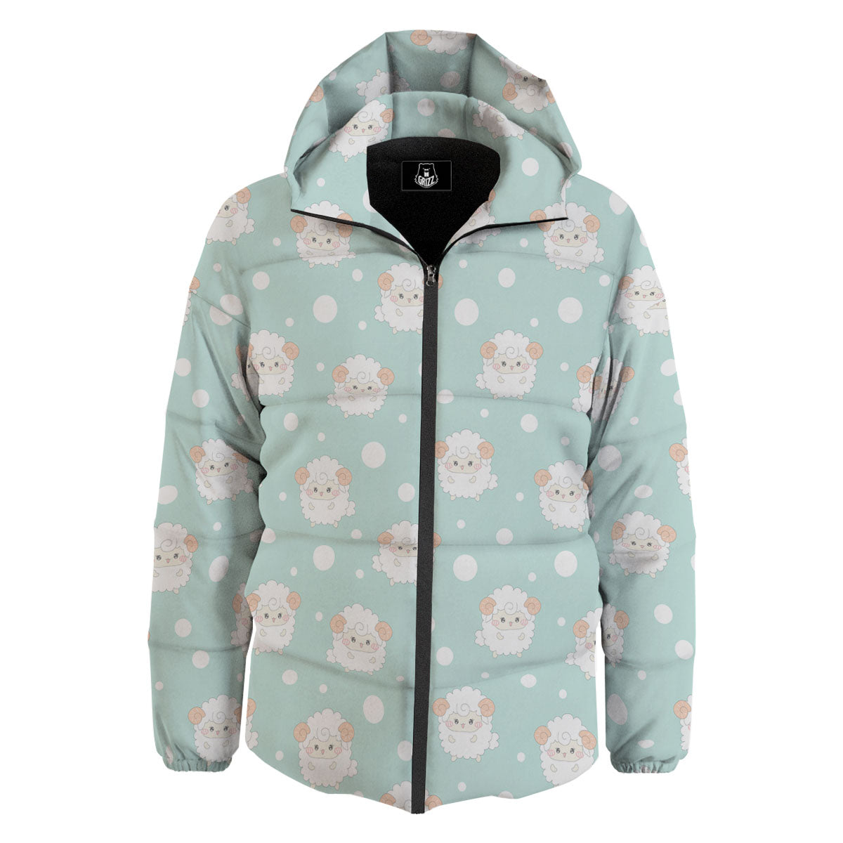 Sheep Kawaii Print Pattern Down Jacket-grizzshop