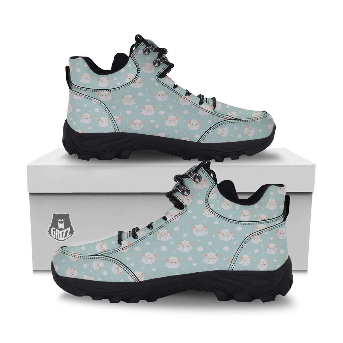 Sheep Kawaii Print Pattern Hiking Shoes-grizzshop