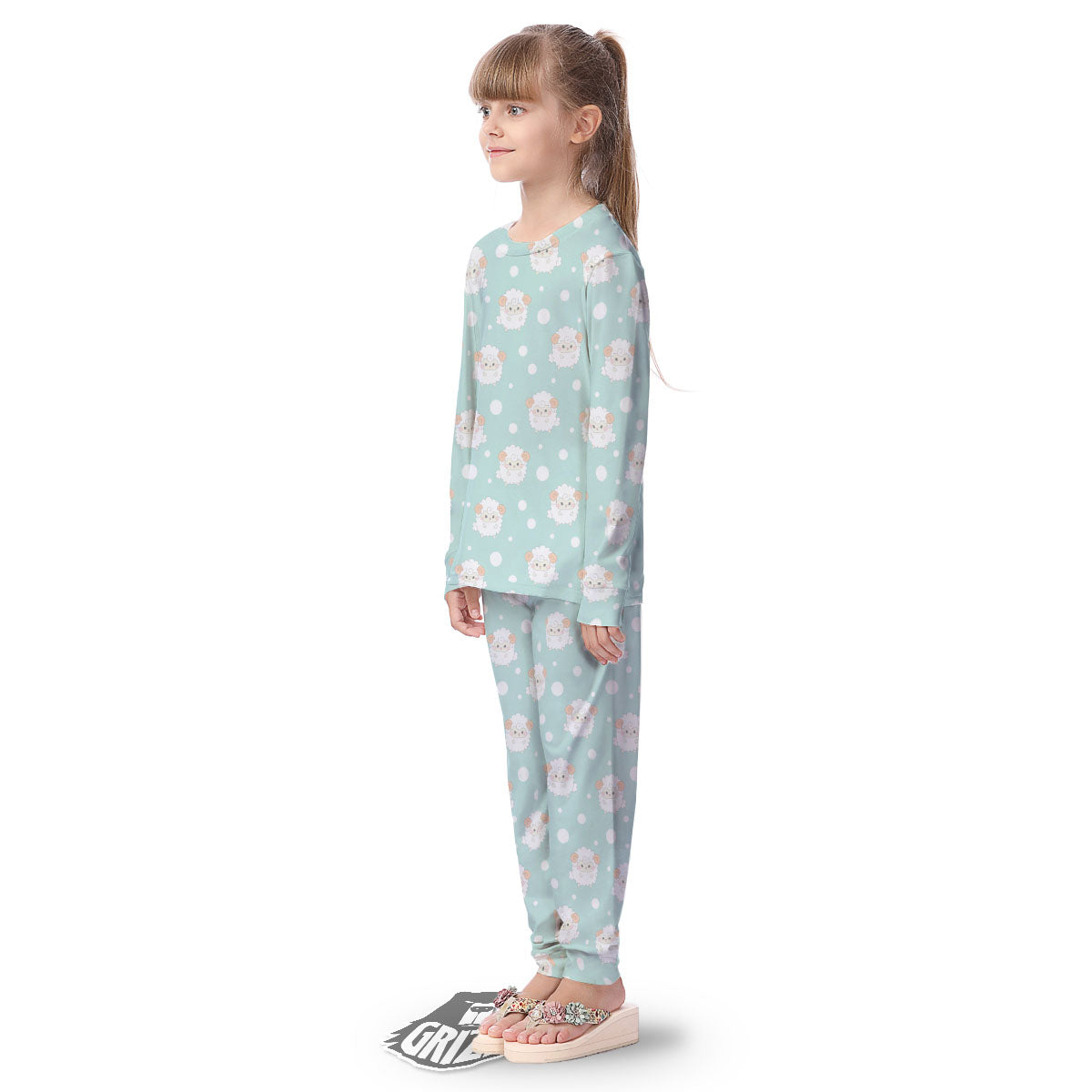 Sheep Kawaii Print Pattern Kid's Pajamas-grizzshop