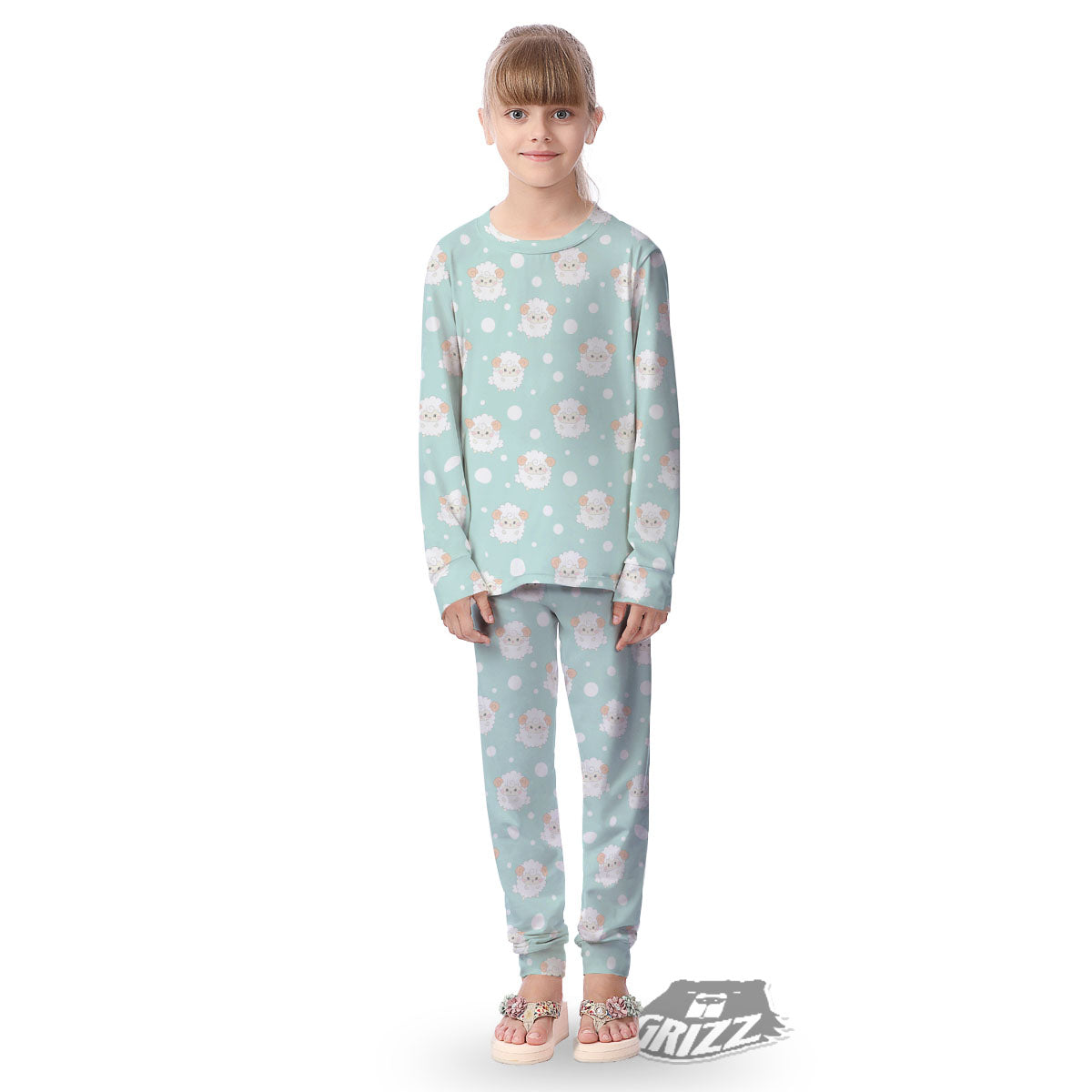 Sheep Kawaii Print Pattern Kid's Pajamas-grizzshop