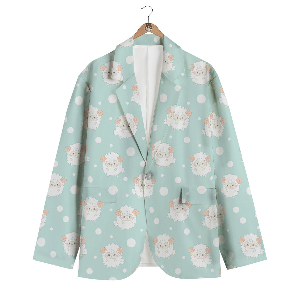 Sheep Kawaii Print Pattern Men's Blazer-grizzshop
