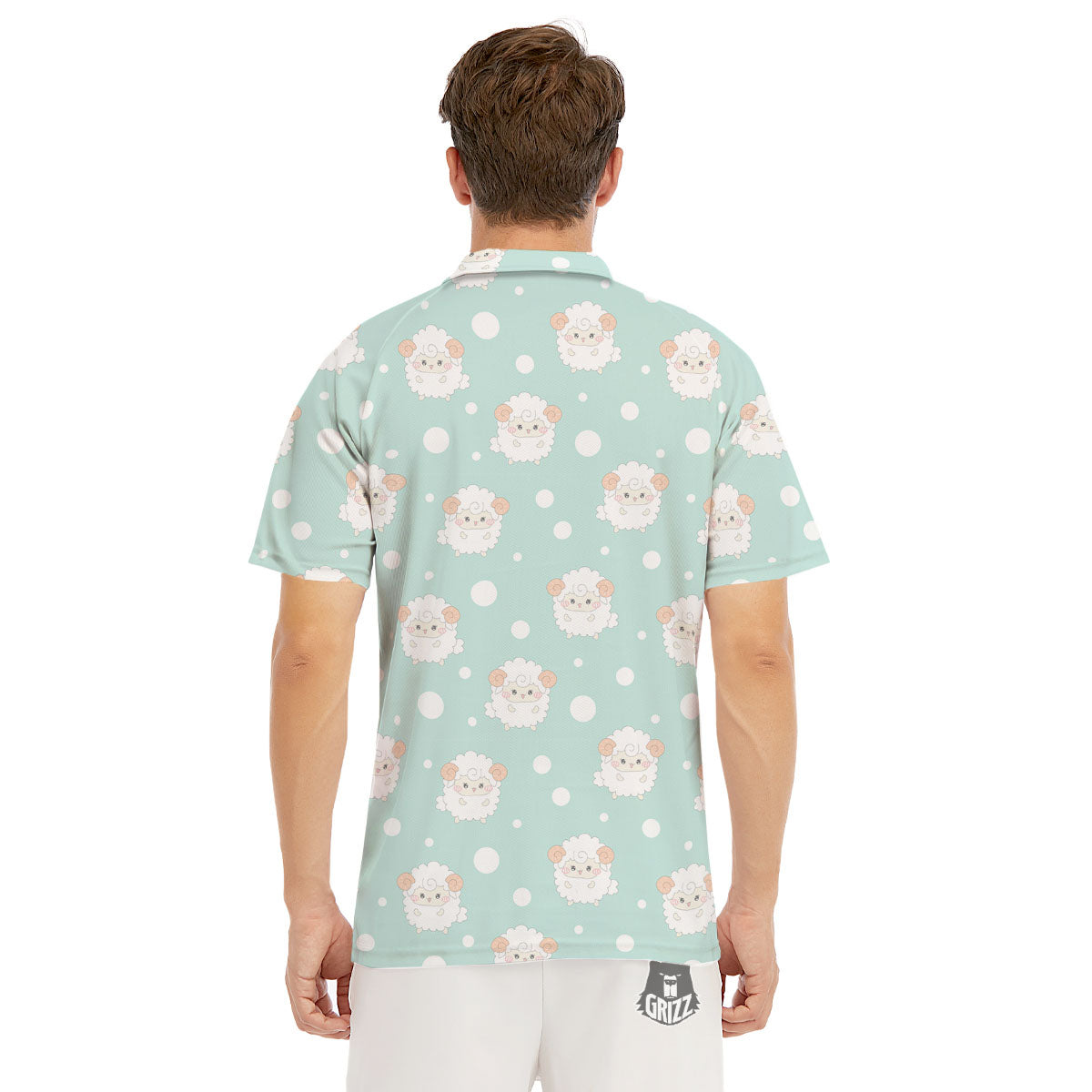 Sheep Kawaii Print Pattern Men's Golf Shirts-grizzshop