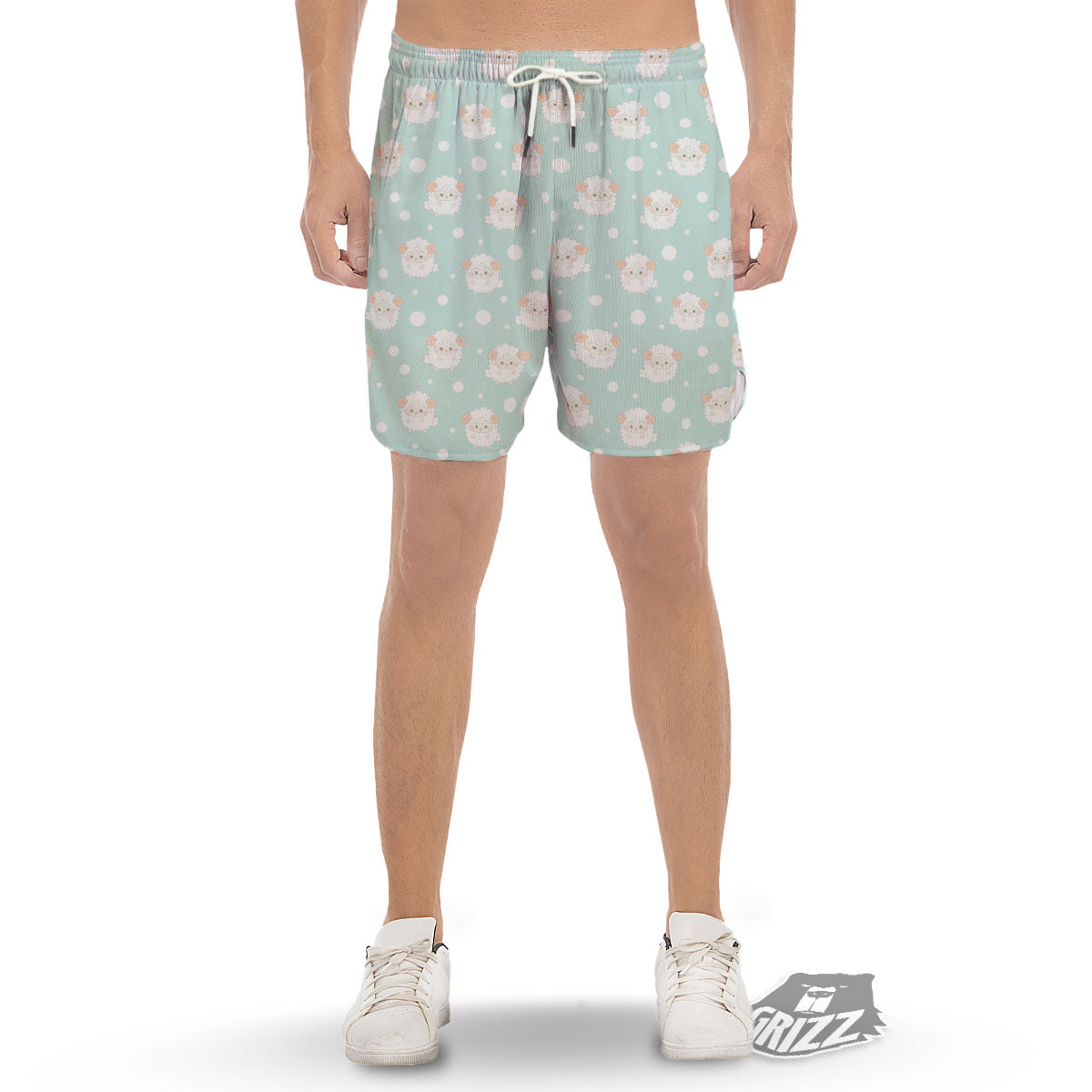 Sheep Kawaii Print Pattern Men's Gym Shorts-grizzshop