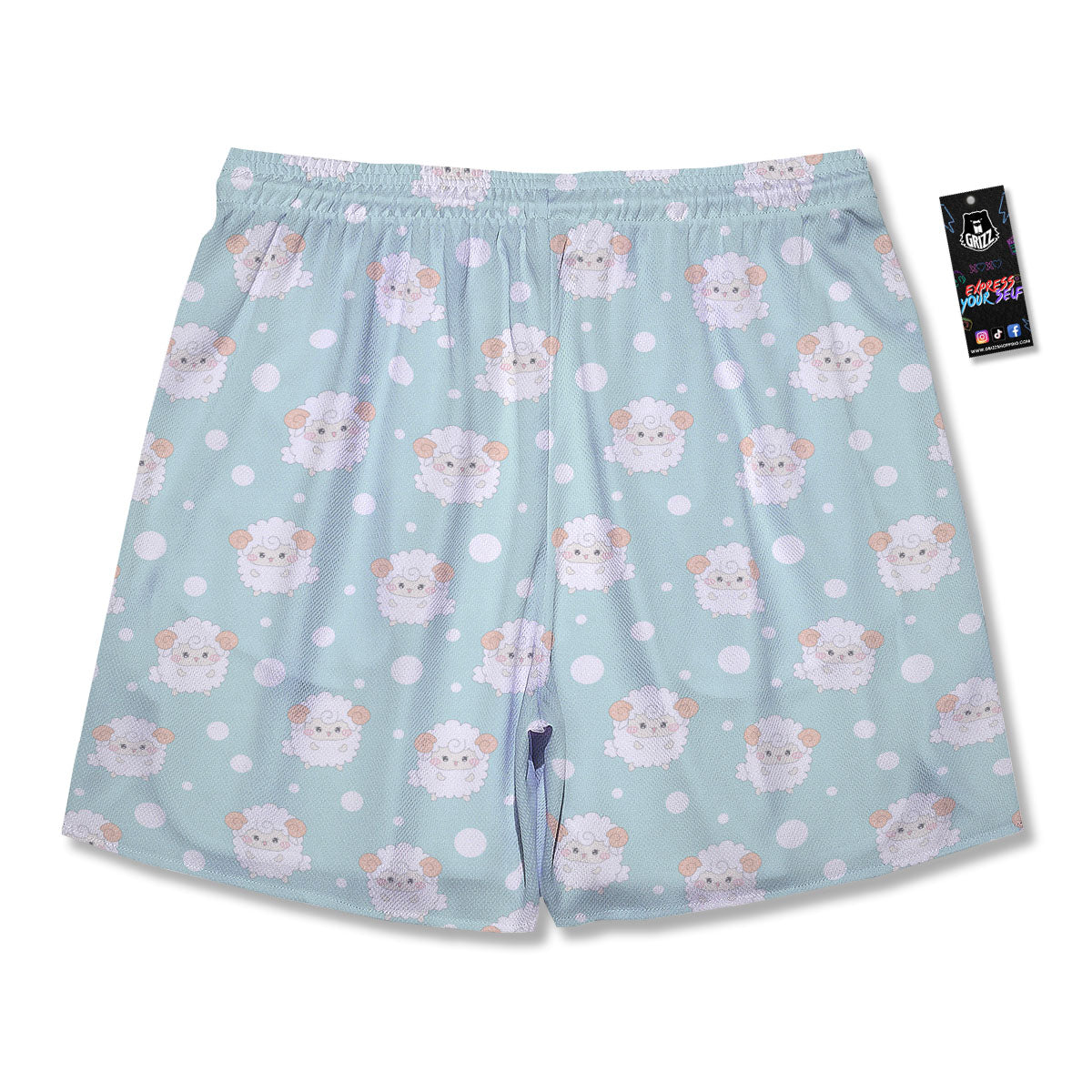 Sheep Kawaii Print Pattern Men's Running Shorts-grizzshop