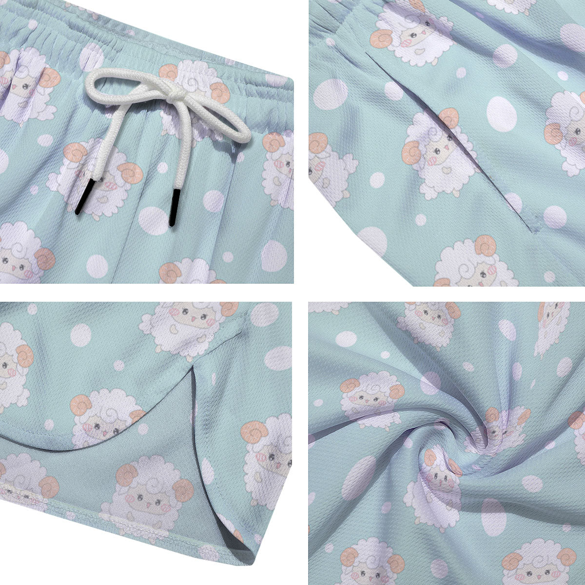 Sheep Kawaii Print Pattern Men's Running Shorts-grizzshop