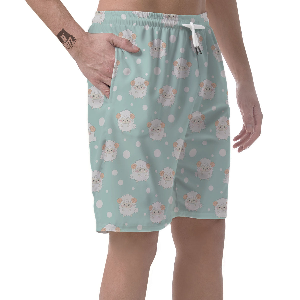 Sheep Kawaii Print Pattern Men's Shorts-grizzshop
