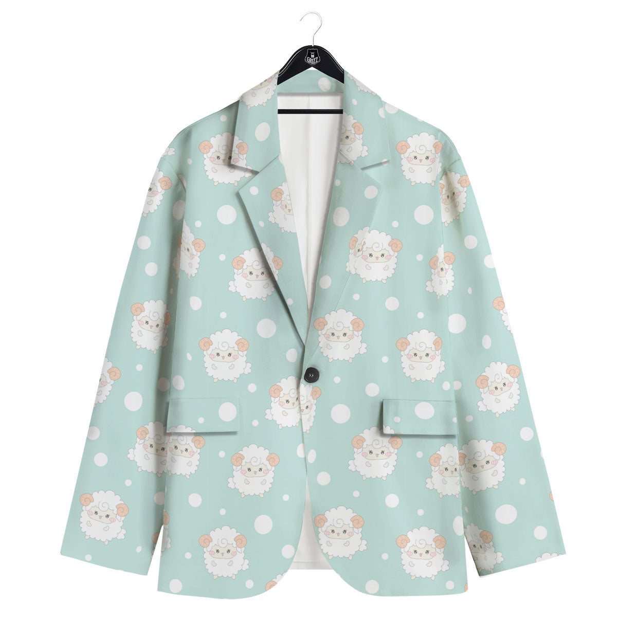 Sheep Kawaii Print Pattern Men's Sport Coat-grizzshop