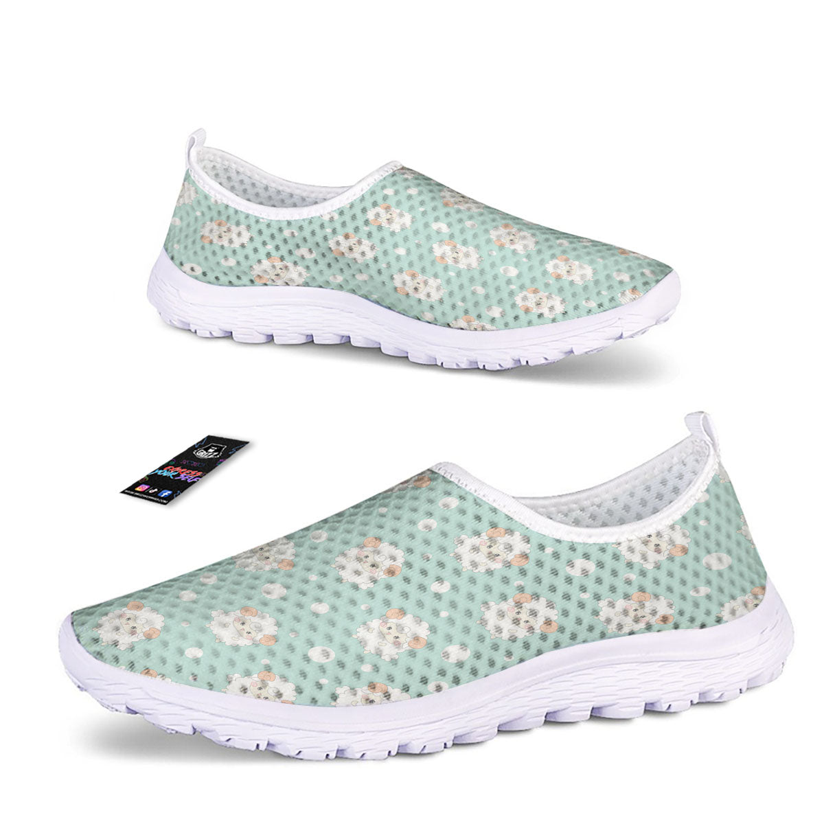 Sheep Kawaii Print Pattern Nurse Shoes-grizzshop