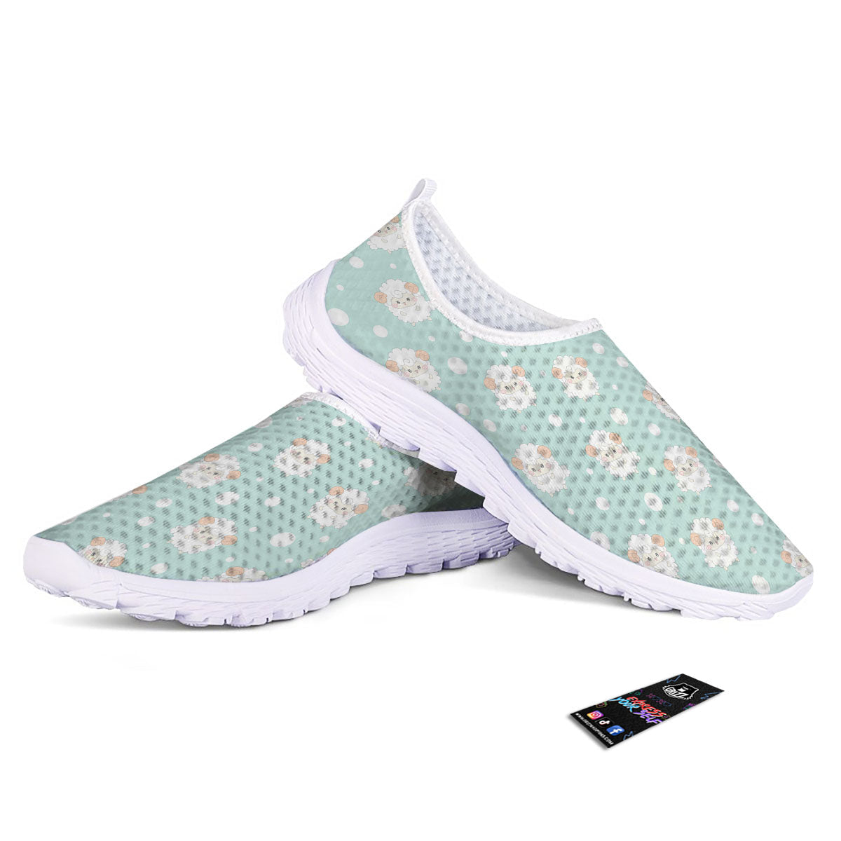 Sheep Kawaii Print Pattern Nurse Shoes-grizzshop