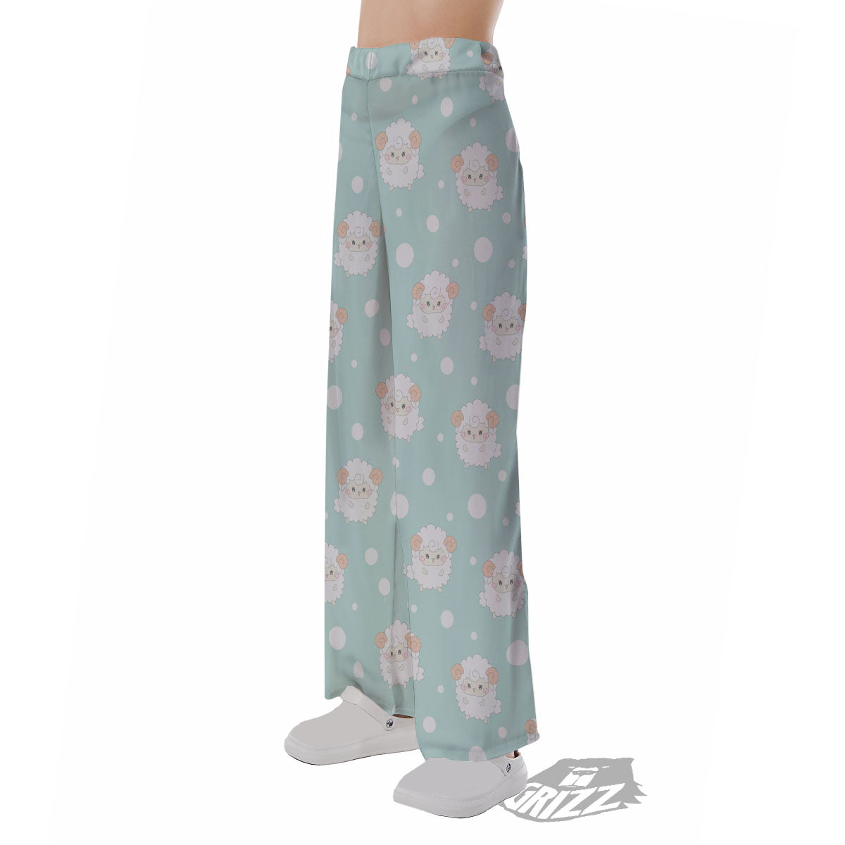 Sheep Kawaii Print Pattern Pajama Pants-grizzshop