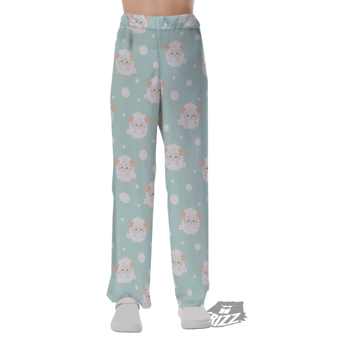 Sheep Kawaii Print Pattern Pajama Pants-grizzshop