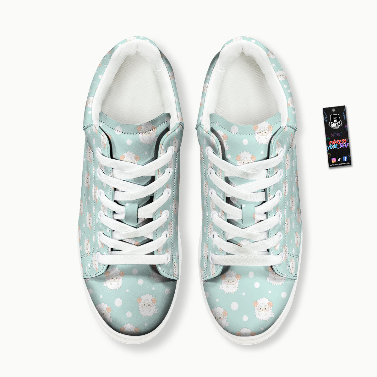 Sheep Kawaii Print Pattern Platform Shoes-grizzshop
