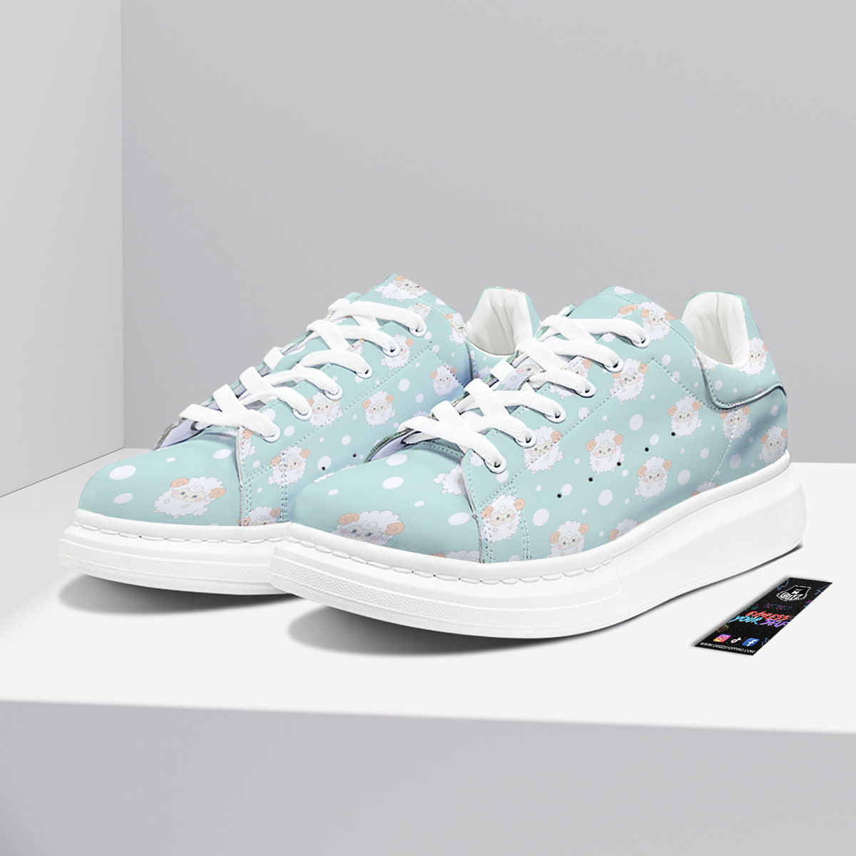 Sheep Kawaii Print Pattern Platform Shoes-grizzshop