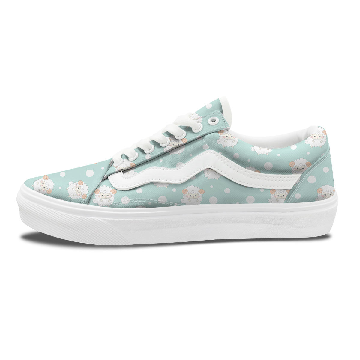 Sheep Kawaii Print Pattern Skate Shoes-grizzshop
