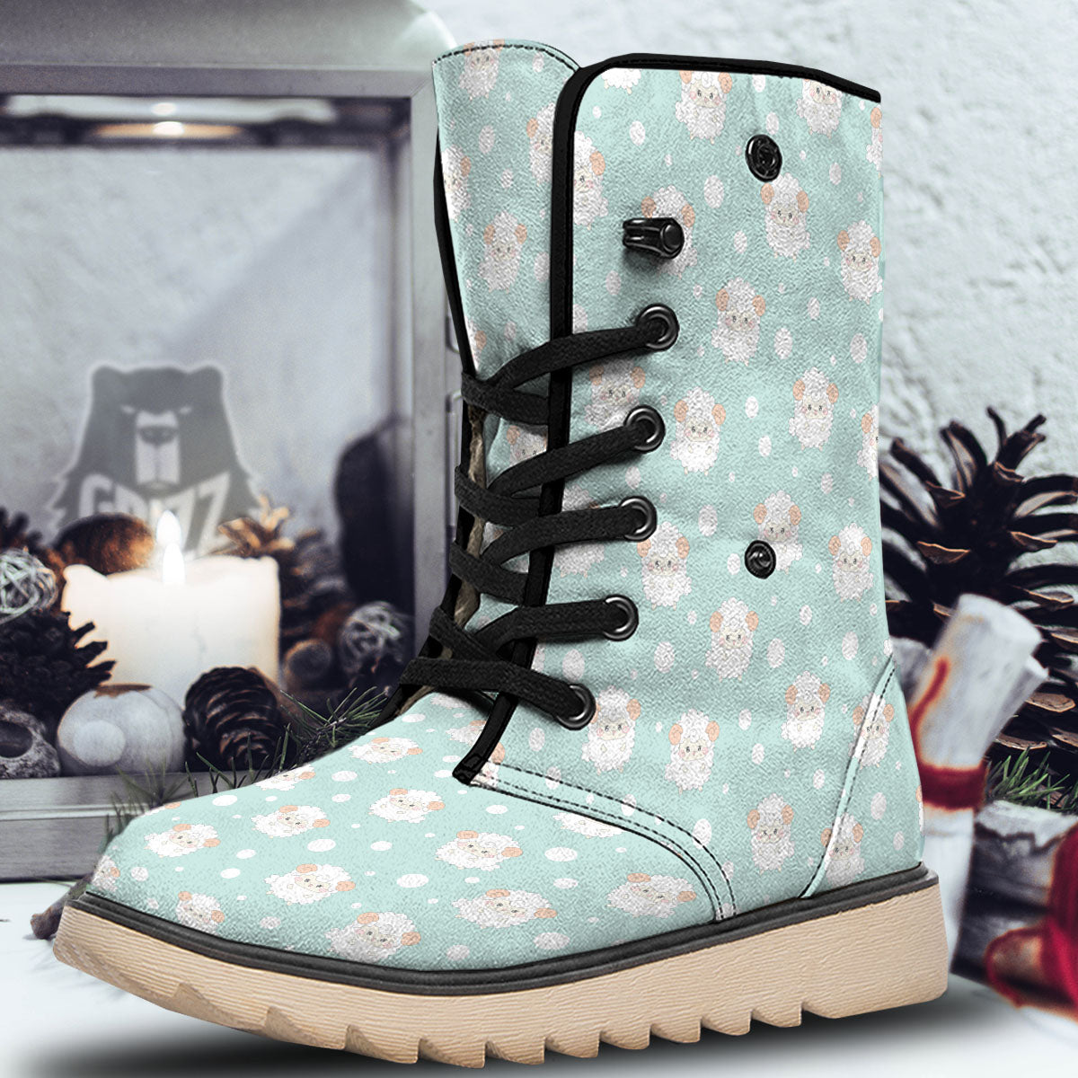 Sheep Kawaii Print Pattern Snow Boots-grizzshop