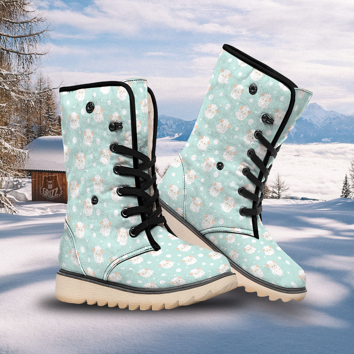 Sheep Kawaii Print Pattern Snow Boots-grizzshop