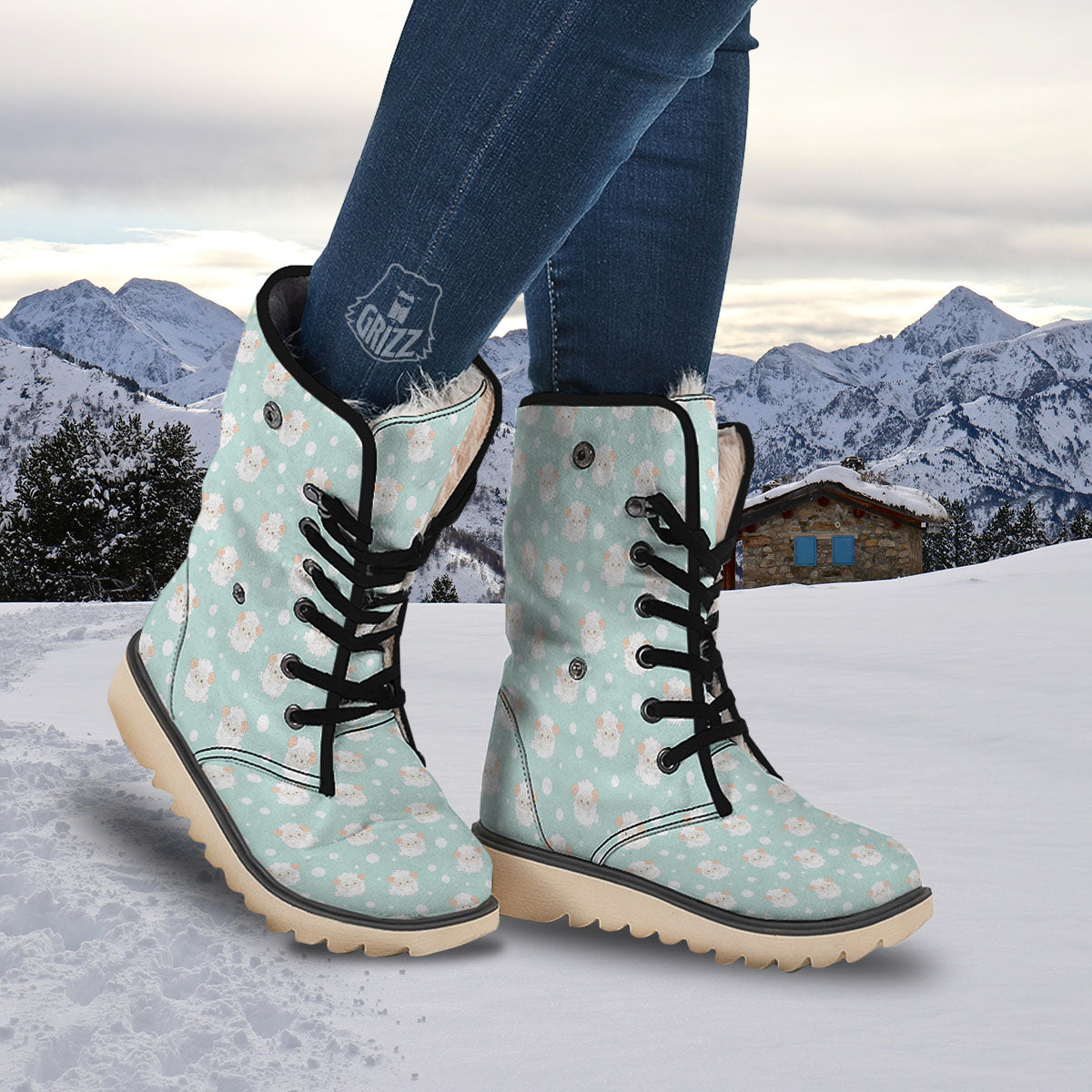 Sheep Kawaii Print Pattern Snow Boots-grizzshop
