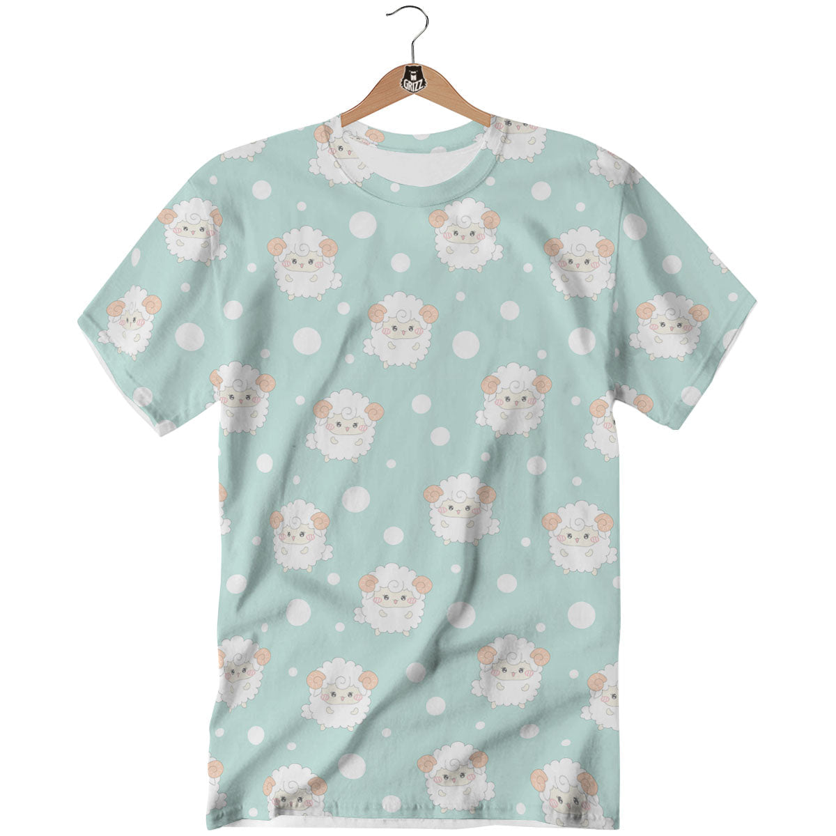 Sheep Kawaii Print Pattern T-Shirt-grizzshop