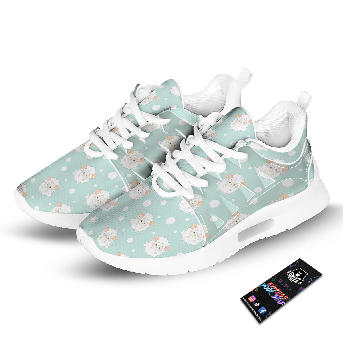 Sheep Kawaii Print Pattern Tennis Shoes-grizzshop