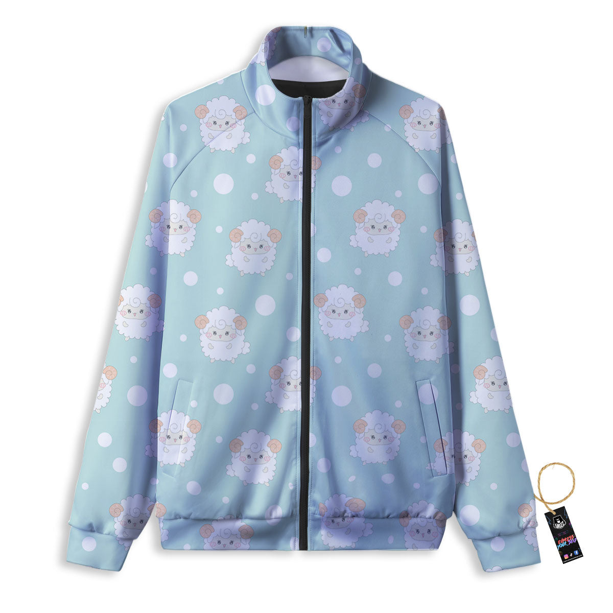 Sheep Kawaii Print Pattern Track Jacket-grizzshop