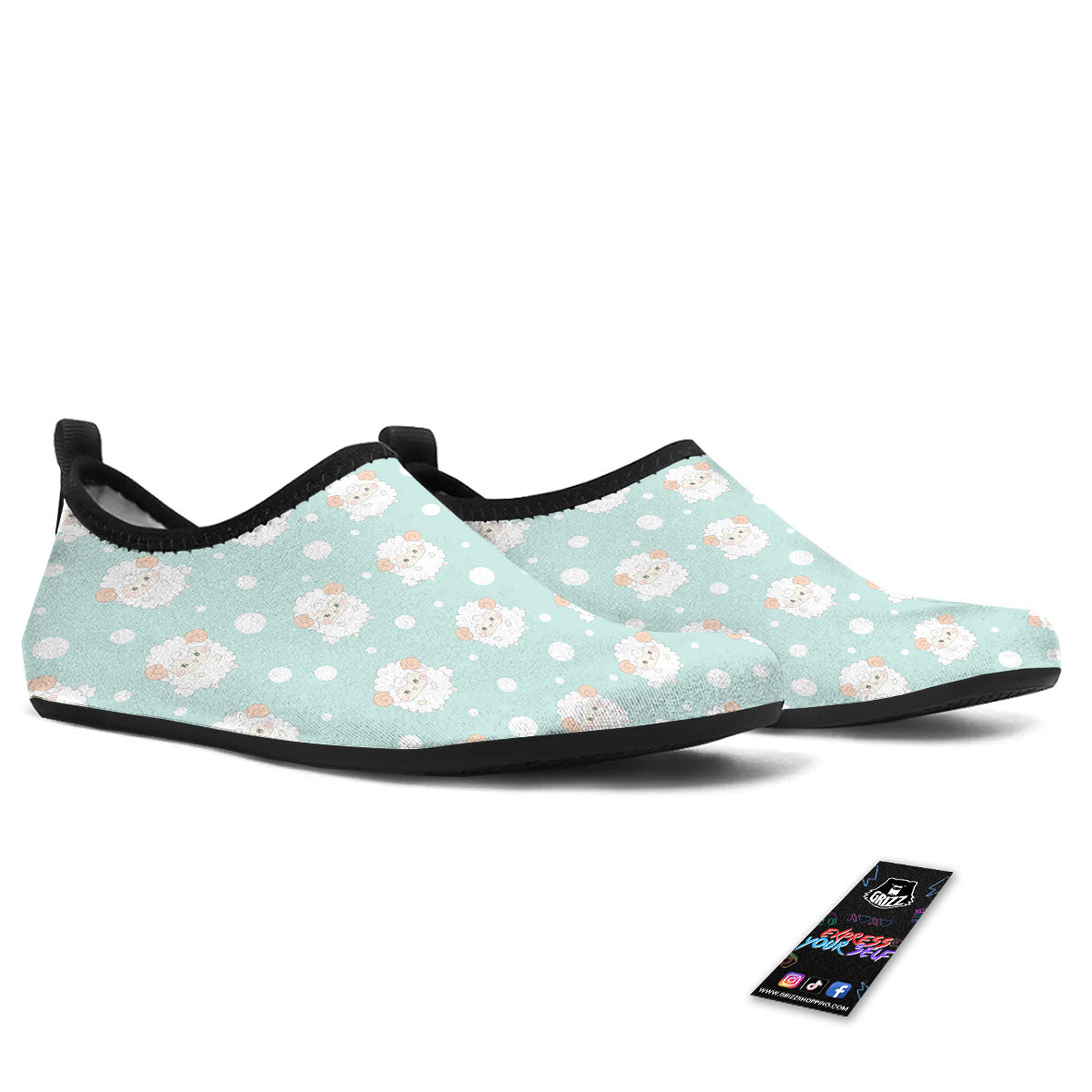 Sheep Kawaii Print Pattern Water Shoes-grizzshop