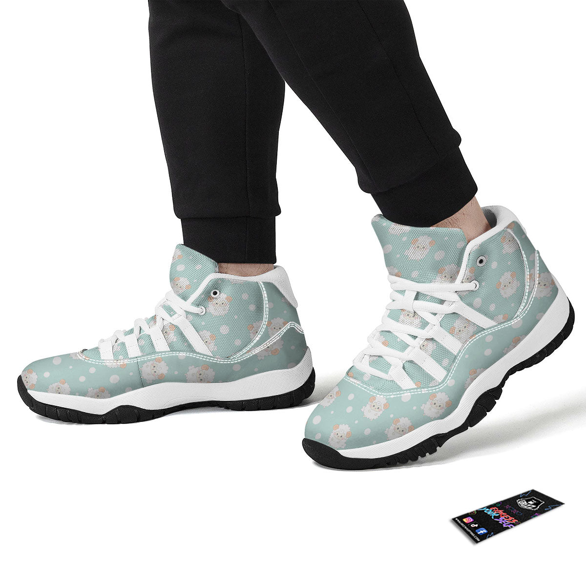 Sheep Kawaii Print Pattern White Bball Shoes-grizzshop