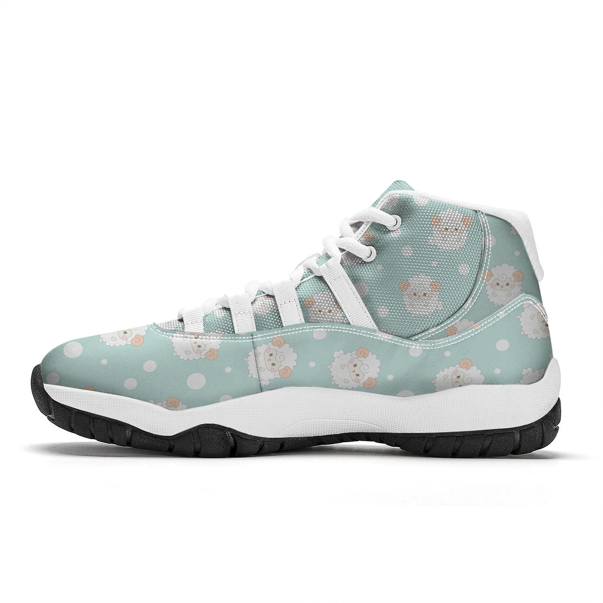 Sheep Kawaii Print Pattern White Bball Shoes-grizzshop