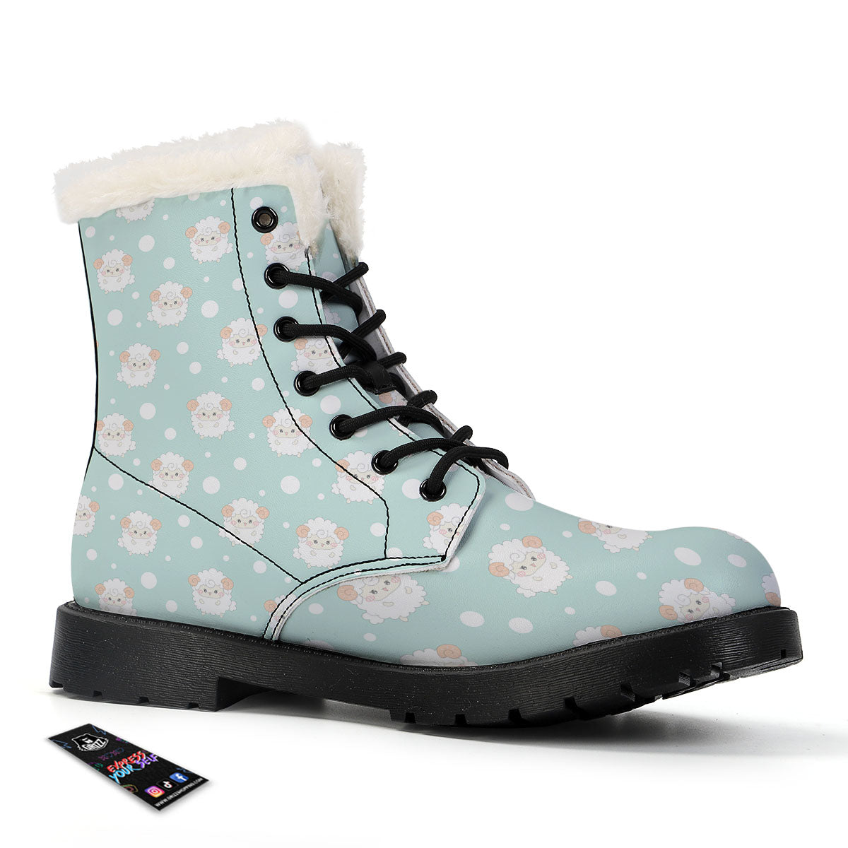 Sheep Kawaii Print Pattern Winter Boots-grizzshop
