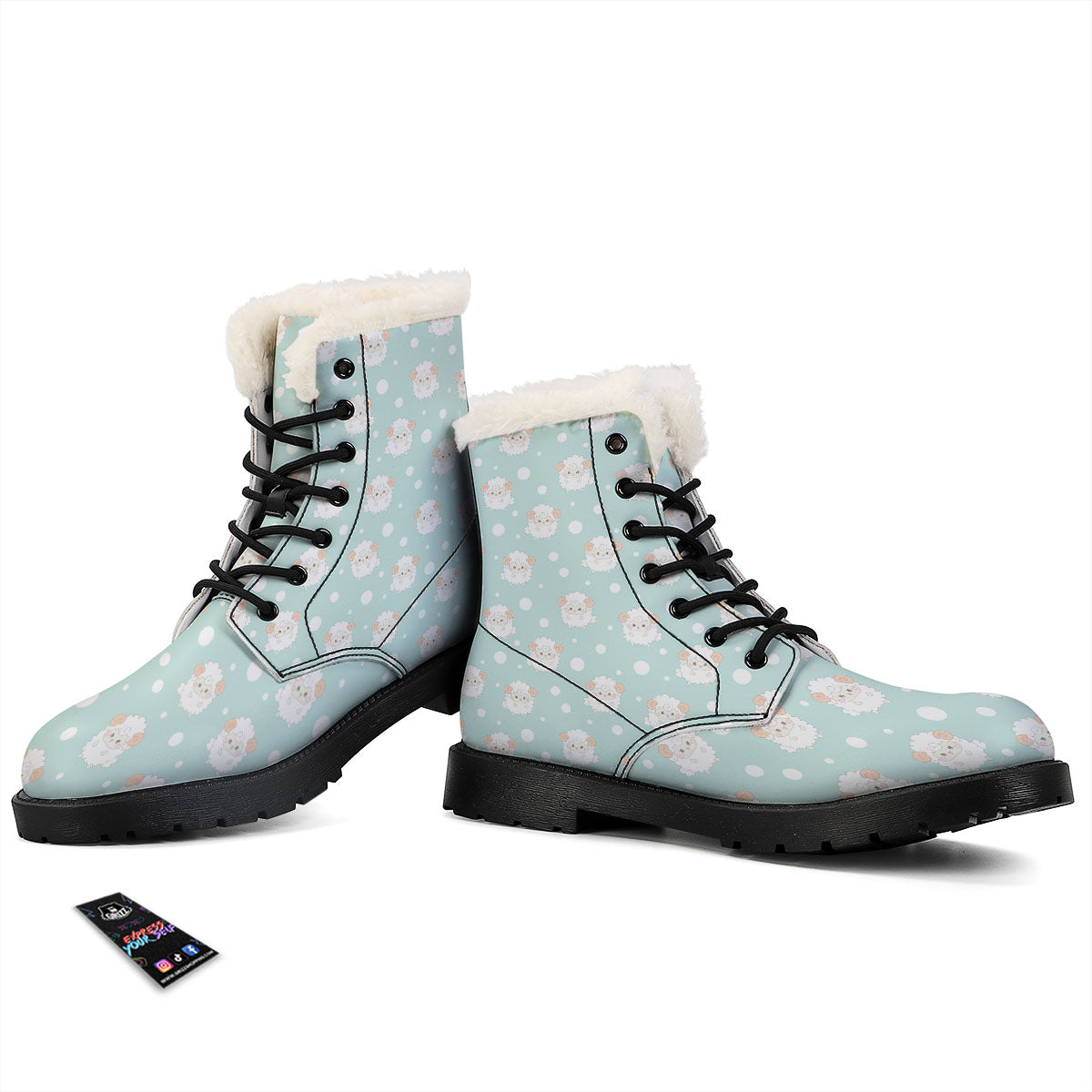 Sheep Kawaii Print Pattern Winter Boots-grizzshop