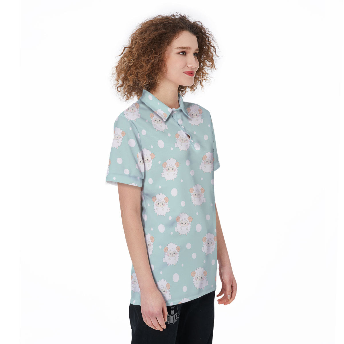 Sheep Kawaii Print Pattern Women's Golf Shirts-grizzshop