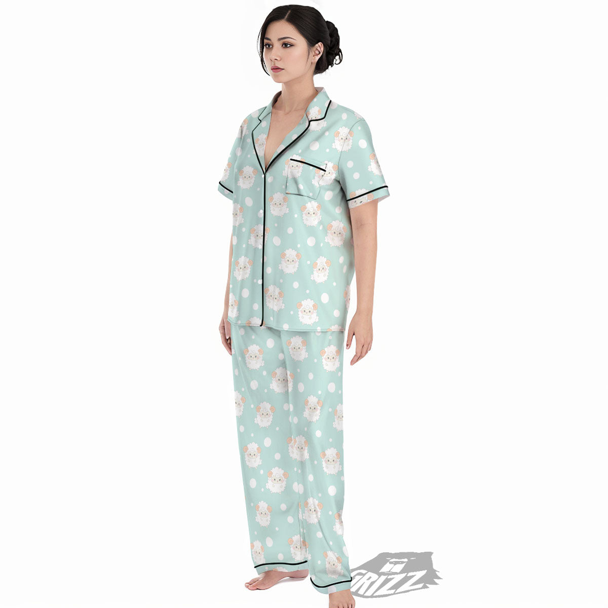 Sheep Kawaii Print Pattern Women's Pajamas Set-grizzshop