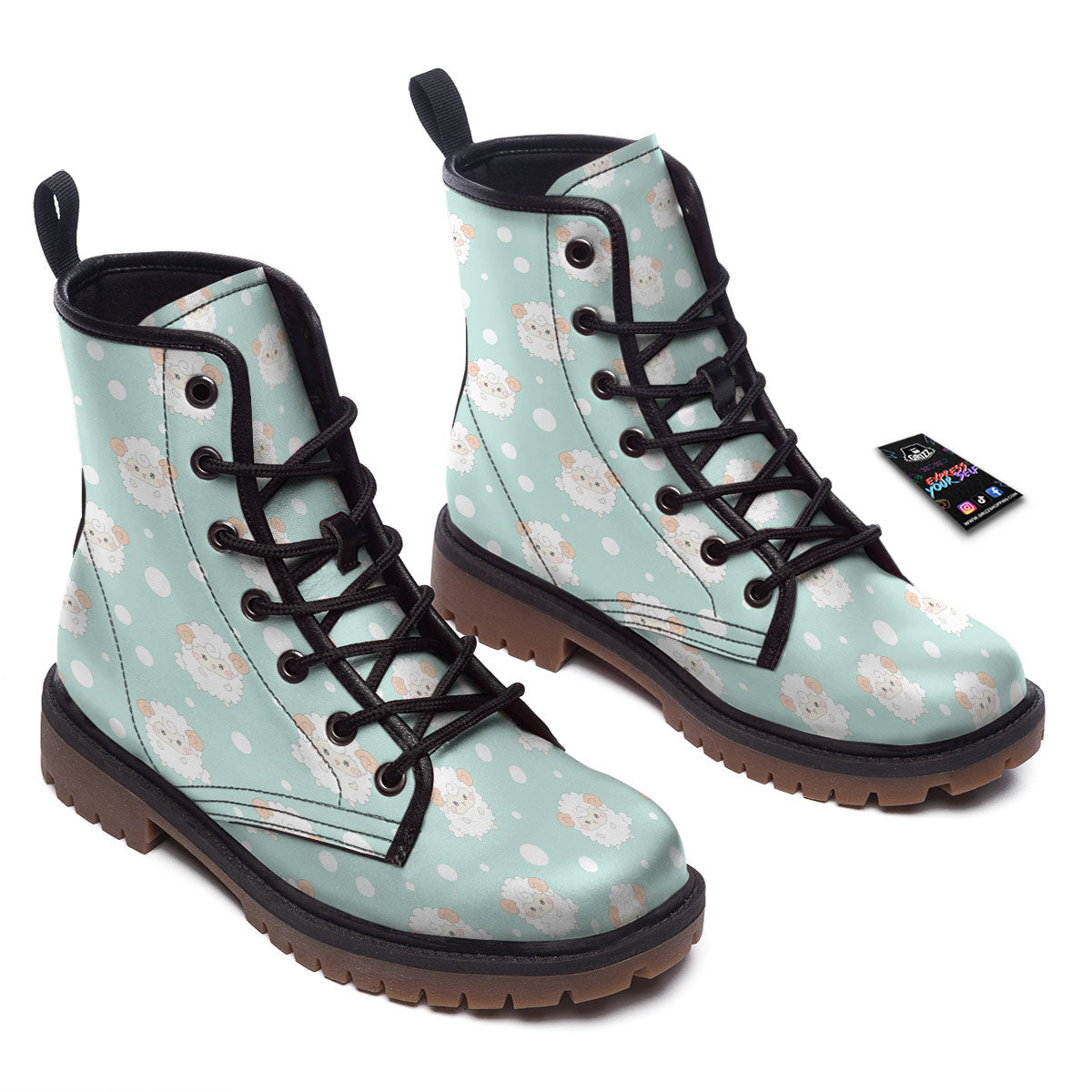 Sheep Kawaii Print Pattern Work Boots-grizzshop