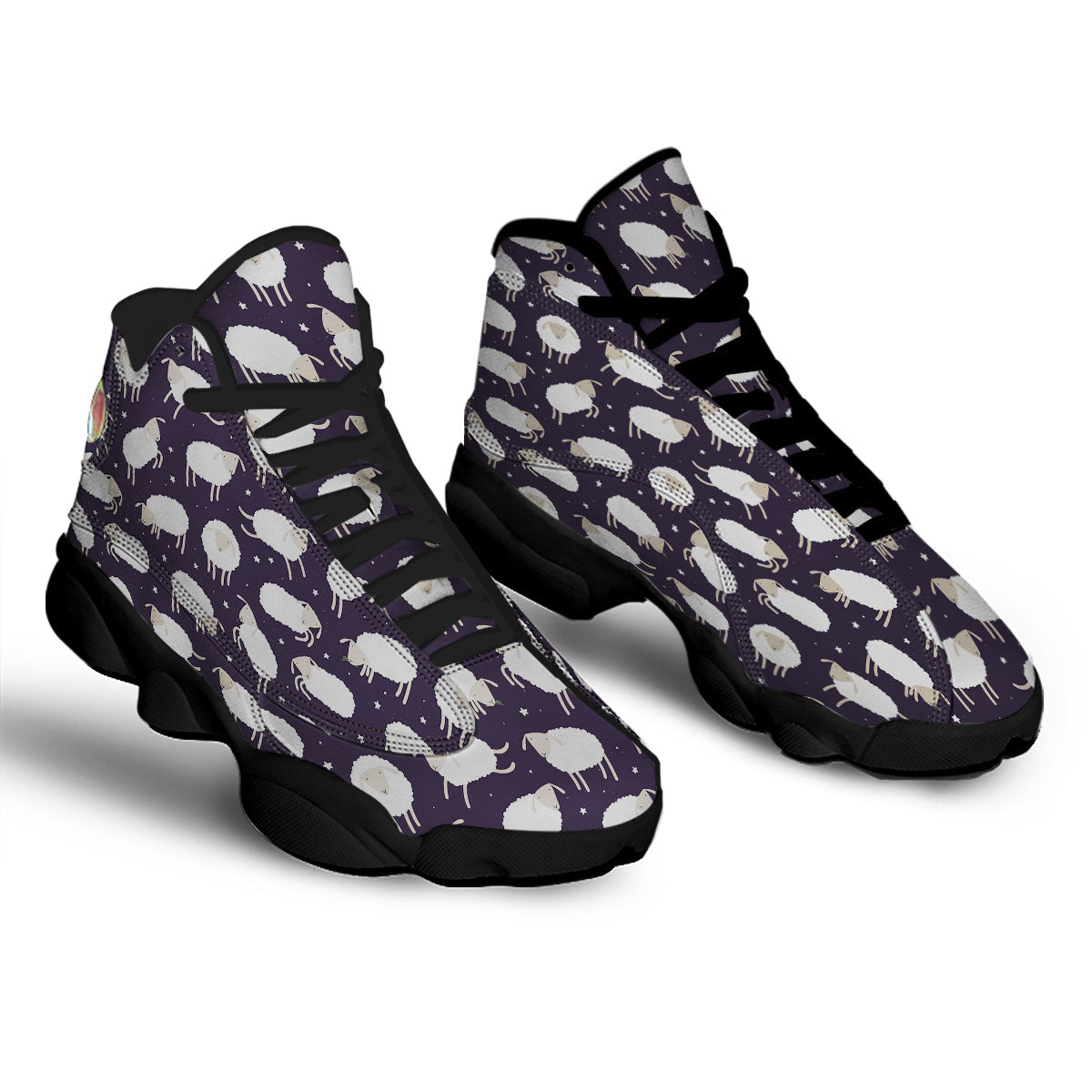 Sheep Print Pattern Black Basketball Shoes-grizzshop