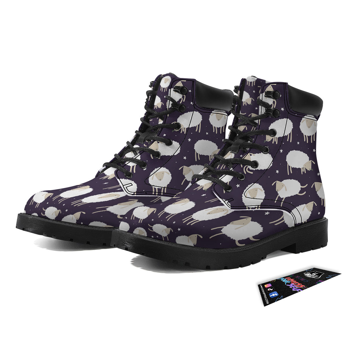 Sheep Print Pattern Boots-grizzshop