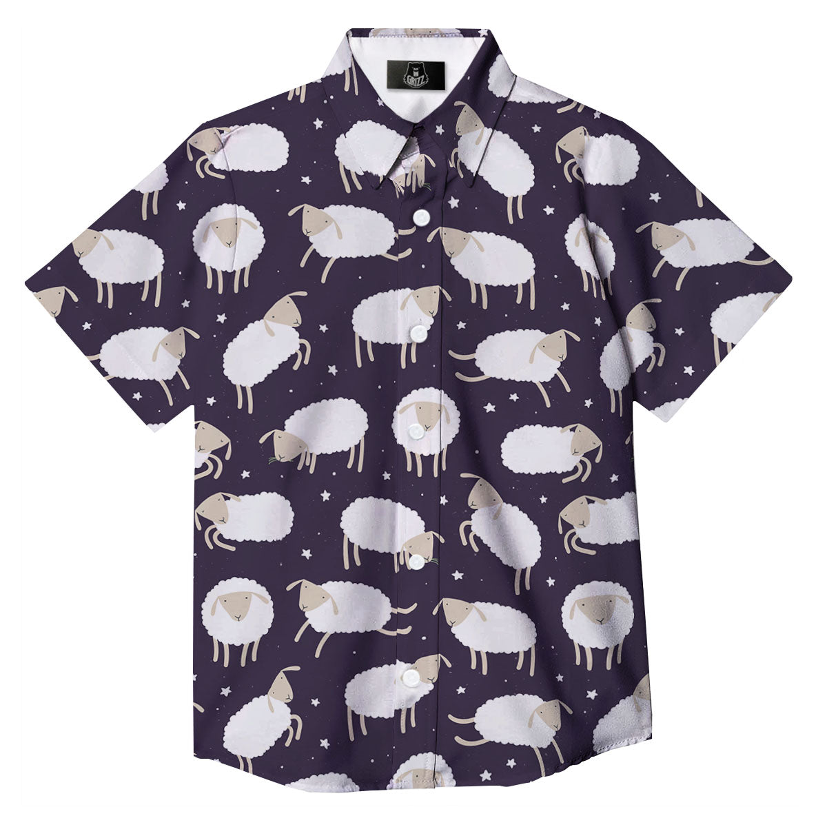 Sheep Print Pattern Button Up Shirt-grizzshop